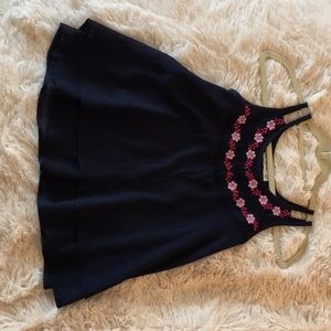 {Abercrombie kids} flower embroidered, blue blouse